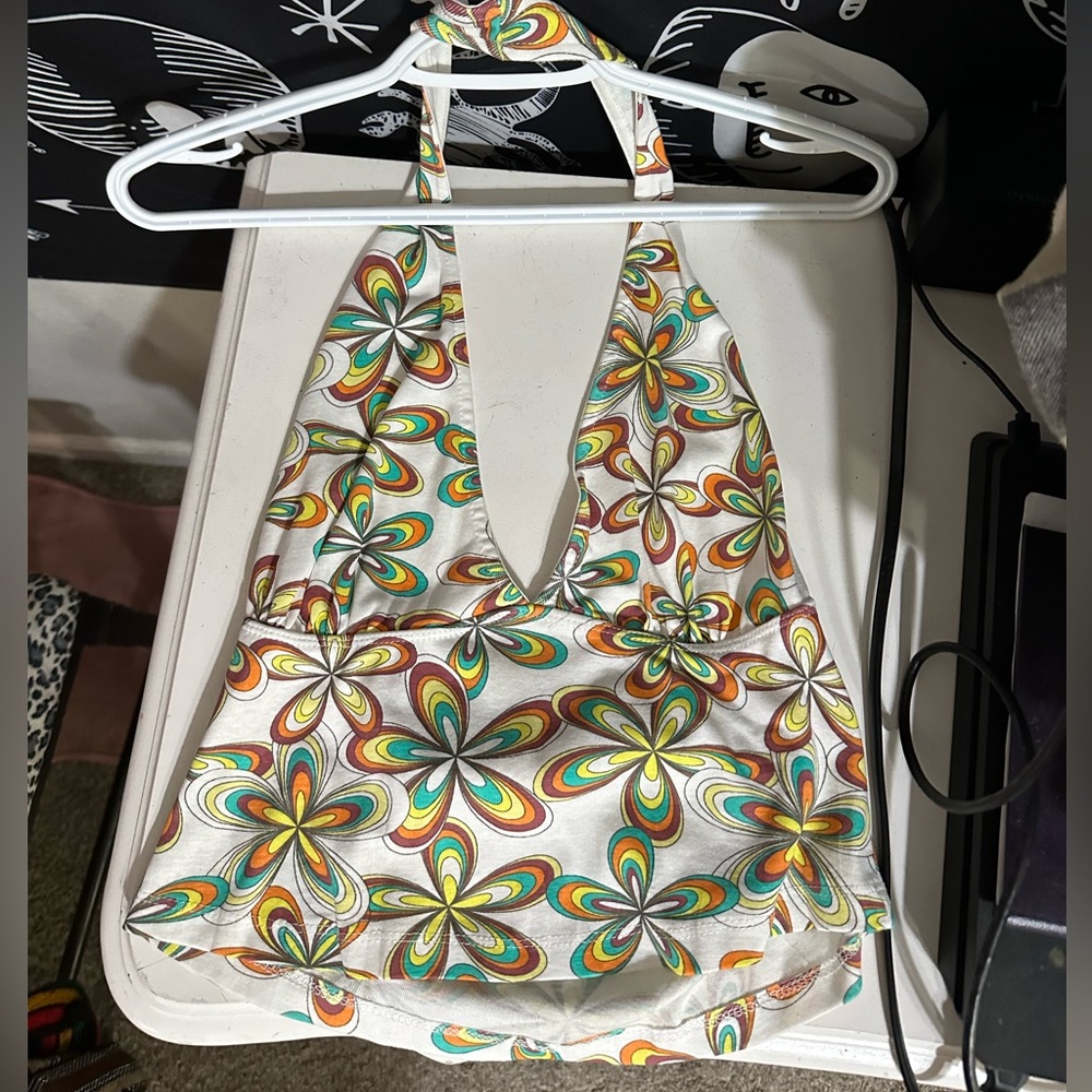 Brand new with tags, women’s colorful cropped halter top